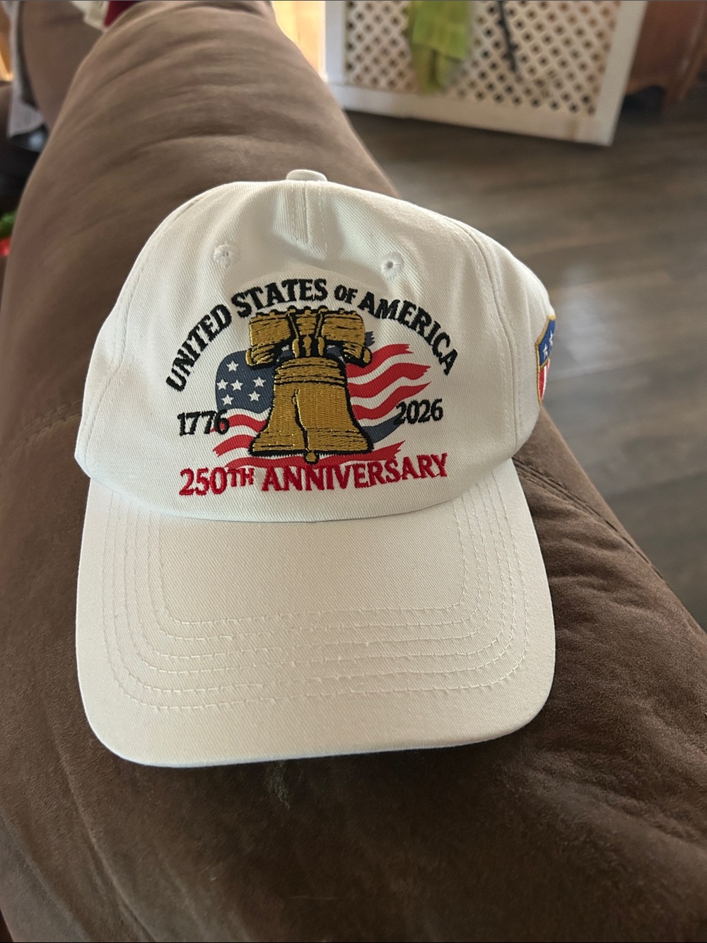 United States 250th Anniversary Liberty Bell Embroidered White Cap